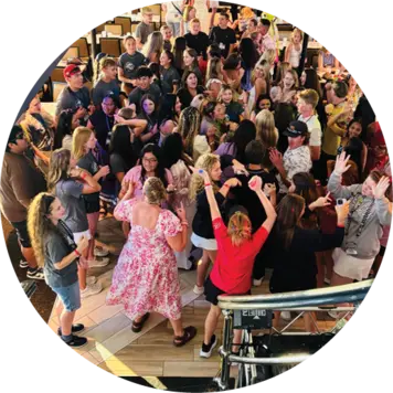 Students have fun dancing
